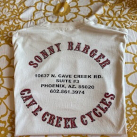 RARE SONNY BARGER CAVE CREEK CYCLE MOTORCYCLE SHOP T-SHIRT SIZE L - Picture 4 of 16